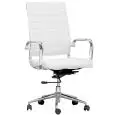 Poltrona ufficio - colore bianco - Struttura in metallo cromato, seduta imbottita, rivestita in ecopelle - Modello 605-ZWH1-bianco