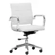 Poltrona ufficio - colore bianco - Struttura in metallo cromato, seduta imbottita, rivestita in ecopelle - Modello 609-ZW2-bianco