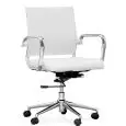Poltrona ufficio - colore bianco - Struttura in metallo cromato, seduta imbottita, rivestita in ecopelle, schienale in textilene - Modello 612-ZW4-bianco