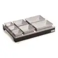 Espositore + 7 Ciotole  in Legno Wengè - PINTI Linea TRENDY - Codice 51270207 - Dimensioni cm 46x32 - Altezza cm 55 - Imballo confezione da n. 1 Unità