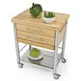 CARRELLO DA CUCINA - mod. 692702 auxilium - in acciaio inox - piano da lavoro e coperture in carpino bianco listellare - con n.2 cassetti