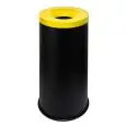 Gettacarte auto-estinguente in metallo verniciato nero con coperchio giallo, capacità lt 50 Medial Grisú Mod 770016