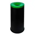 Gettacarte auto-estinguente in metallo verniciato nero con coperchio verde, capacità lt 50 Medial Grisú Mod 770018