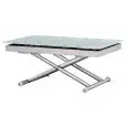 Tavolo - colore alluminio - ​Struttura in acciaio verniciato, piano allungabile in cristallo Spessore 8 mm - Modello 841-RF22-PART