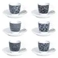 C/6 Tazza Caffè Con Piatto  - INKER Linea SOFIA GEOMETRICO - Codice 5151/551 K/965 - Imballo confezione da n. 6 Unità