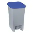 Pattumiera da interno con pedale in polipropilene grigio con coperchio blu, capacità lt 60 Medial Slim Mod 909975