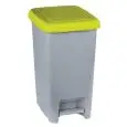 Pattumiera da interno con pedale in polipropilene grigio con coperchio giallo, capacità lt 60 Medial Slim Mod 909976