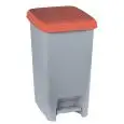 Pattumiera da interno con pedale in polipropilene grigio con coperchio rosso, capacità lt 60 Medial Slim Mod 909977