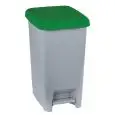 Pattumiera da interno con pedale in polipropilene grigio con coperchio verde, capacità lt 60 Medial Slim Mod 909978