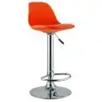 Sgabello - colore arancione - Struttura in metallo cromato, seduta in polipropilene, cuscino in ecopelle - Modello 997-k3003