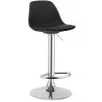 Sgabello - colore nero - Struttura in metallo cromato, seduta in polipropilene, cuscino in ecopelle - Modello 997-K3001-N