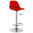 Sgabello - colore rosso - Struttura in metallo cromato, seduta in polipropilene, cuscino in ecopelle - Modello 997-K3001-R-3