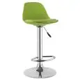 Sgabello - colore Verde - Struttura in metallo cromato, seduta in polipropilene, cuscino in ecopelle - Modello 997-K3001-V