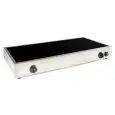 SCALDA PIADINE ELETTRICO IN VETROCERAMICA A 2 ZONE COTTURA - CON REGOLATORI DI ENERGIA - Mod. 999.1896 - Adatta per scaldare n. 2 piadine precotte - Alimentazione monofase 230V - Potenza: 2x1700W - Dim. Cm L 80 x P 40 x h 9