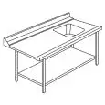 TAVOLO INGRESSO CON VASCA E ALZATINA PER LAVASTOVIGLIE CAPOTE - Mod. ACTAVINV - STRUTTURA IN ACCIAIO INOX AISI 304 - SINISTRO/DESTRO A SECONDA DEL MODELLO - CON RIPIANO INFERIORE - PER LAVASTOVIGLIE MOD. LAPI 50 C E LAPI 50 C PL