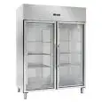 ARMADIO FRIGO IN ACCIAIO INOX - Ventilato - Mod. AK1414TNG - Gastronorm 2/1 (cm 65 x 53) - N. 2 porte vetro - Capacità lt 1333 - Temperatura -2°/+8°C - Dim. cm L 148 x P 83 x 201 H - Peso Kg 195 - Norma CE