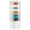 ESPOSITORE VETRINA REFRIGERATA VERTICALE BIANCO PER BIBITE - Mod. AK236EB - Capacità Lt. 235 - N. 1 porta con vetro curvo - Ventilato - Temperatura 0/+12°C - Potenza W 250 - Alimentazione monofase - Dimensioni cm L 51,5 x P 48,5 x 170 - Norma CE