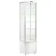 ESPOSITORE VETRINA REFRIGERATA VERTICALE BIANCO PER BIBITE - Mod. AK281EB - Capacità Lt. 270 - N. 1 porta con vetro curvo - Ventilato - Temperatura 0/+12°C - Potenza W 300 - Alimentazione monofase - Dimensioni cm L 51,5 x P 48,5 x 190 - Norma CE