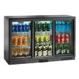 ESPOSITORE REFRIGERATO IN ACCIAIO VERNICIATO E ALLUMINIO - PER BIBITE - Mod. AK291BBS - VENTILATO - CAPACITA' Lt 280 - N. 3 PORTE SCORREVOLI IN VETRO - TEMPERATURA +2°/+8°C - Dim. cm L 133,5 x P 50 x h 84 - Norma CE