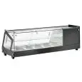 ESPOSITORE DA BANCO VETRINA REFRIGERATA - Mod. VTB - STRUTTURA IN ACCIAIO INOX - BACINELLE GN 1/3 - Temp. 0°/+12° C - MONOFASE - STATICA - PORTE SCORREVOLI