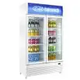 ESPOSITORE REFRIGERATO PER BIBITE - Mod. AK751RG - Capacità lt. 750 - N. 2 porte a vetro battenti - Ventilato - Temperatura +2/+10 °C - Potenza W 400 - Alimentazione monofase - Dimensioni cm L 112 x P 61 x 196,5h - Norma CE