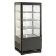 ESPOSITORE VETRINA REFRIGERATA VERTICALE NERO PER BIBITE - Mod. AK78EBN - Capacità Lt. 78 - N. 1 porta a vetro - Ventilato - Temperatura 0/+12°C - Potenza W 180 - Alimentazione monofase - Dimensioni cm L 42,8 x P 38,6 x 96h - Norma CE