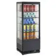 ESPOSITORE VETRINA REFRIGERATA VERTICALE NERO PER BIBITE - Mod. AK98EBN - Capacità Lt. 98 - N. 1 porta a vetro - Ventilato - Temperatura 0/+12°C - Potenza W 180 - Alimentazione monofase - Dimensioni cm L 42,8 x P 38,6 x 111h - Norma CE