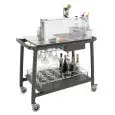 CARRELLO PREPARAZIONE COCKTAIL E APERITIVI - MOD ARIANNA BAR - STRUTTURA IN LEGNO MASSELLO - N. 2 PIANI - DIMENSIONI cm L 101,5 x P 57 x 112,1 h