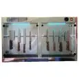 STERILIZZATORE ELETTRICO PER COLTELLI DA PARETE - A RAGGI ULTRAVIOLETTI - MOD. H100D - MAGNETICO - CAPACITA' 20/22 COLTELLI - POTENZA DI IRRADIAZIONE: N° 1 LAMPADA UV/C 253,7 Nm. - ALIMENTAZIONE 220/240V MONOFASE 50Hz - DIM. cm L 102 x P 125 x h 62,4 - NO