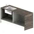 MODULO NEUTRO PER INSERIMENTO LAVATAZZE / PRODUTTORE DI GHIACCIO BAR SHARING - MOD. 2000_LV + LT/PG - N. 1 LAVELLO RETTANGOLARE - DIMENSIONI cm L 200 x P 73,4 x h 97