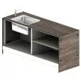 MODULO NEUTRO CON LAVELLO E STOCCAGGIO BAR SHARING - MOD. 2000_LV + ST - N. 1 LAVELLO RETTANGOLARE - DIMENSIONI cm L 200 x P 73,4 x h 97