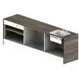 MODULO NEUTRO MACCHINA CAFFE' / CASSA, INSERIMENTO LAVATAZZE / PRODUTTORE DI GHIACCIO E LAVELLO BAR SHARING - MOD. 3000_MC/CA + LT/PG + LV - N. 1 LAVELLO RETTANGOLARE - DIMENSIONI cm L 300 x P 73,4 x h 97