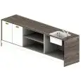 MODULO NEUTRO TRAMOGGIA, STOCCAGGIO E LAVELLO BAR SHARING - MOD. 3000_TR + ST + LV - CON N. 4 CONTENITORI IN PLASTICA - DIMENSIONI cm L 300 x P 73,4 x h 97