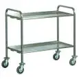 CARRELLO DI SERVIZIO INOX TRASPORTO PESANTE DUE PIANI - MOD. CA1392P - Struttura tubolare in acciaio inox 25x25 mm - Piani in acciaio inox piegati con omega di rinforzo - Dim. cm L 92 x P 67 x h 98