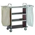 CARRELLO PORTABIANCHERIA E PULIZIA - MOD. CA1510 - Struttura in acciaio inox - N. 2 braccia pieghevoli - N. 1 sacco in tessuto ignífugo - Piani in laminato - Dim. cm L 90/143 x P 50 x h 123