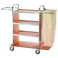 CARRELLO PORTABIANCHERIA E PULIZIA - MOD. CA1515 - Struttura in acciaio inox - N. 2 braccia pieghevoli - N. 1 sacco in tessuto ignífugo - Piani in laminato - Dim. cm L 110/143 x P 50 x h 123
