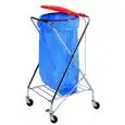 PORTASACCO - MOD. 1603 - STRUTTURA CROMATA A X - CESTINO CON ATTACCO ROTONDO - COPERCHIO IN PLASTICA ROTONDO CON AGGANCIO - COMANDO PEDALE PER APERTURA COPERCHIO - DIMENSIONI cm L 58 x P 56 x 102 h