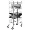 CARRELLO PORTA BACINELLE GN E TEGLIE 60x40 - MOD. CA165 - Struttura in acciaio inox - Guide in filo di acciaio cromato - Portata N. 10/15 bacinelle GN 1/1 (cm 53x32,5) o N. 10/15 teglie 60x40 (in base al modello)