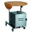 CARRELLO PER LA COLAZIONE - MOD. CB980 - Struttura portante in tubo di acciaio inox - Ripiano con antine ribaltabili in nobilitato - Dim. cm L ø 80 x h 80