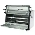 Forno BBQ a carbone - Mod CBQ-120 RX - Porta sollevabile - Produzione Kg-h 120 - Dimensioni cm L 130 x P 82,9 x H 87