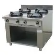 CUCINA CINESE A GAS 4 FUOCHI  - MOD. EE042 - Costruita esclusivamente su misura - Vano a giorno - Piano liscio - Potenza a gas a scelta tra kW 9,5/14/21 - Dimensioni: cm L 100 x P 100 x H 85 - Norma CE