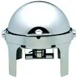 Chafing dish - Mod CD6504 - Struttura in acciaio inox lucido - Coperchio roll top 180° - Bruciatori ad alcool - Dimensioni L 50 x P 52 x 45 h