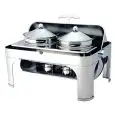 CHAFING DISH - MOD. CD6505 - STRUTTURA IN ACCIAIO INOX LUCIDO - COPERCHIO ROLL TOP 180° - N. 2 PENTOLE DA 4,6 Lt - BRUCIATORI AD ALCOOL - DIMENSIONI cm L 65 X P 47 X 45 h