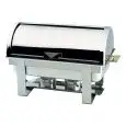 CHAFING DISH - MOD. CD9801 - STRUTTURA IN ACCIAIO INOX LUCIDO - COPERCHIO ROLL TOP - BRUCIATORI AD ALCOOL - DIMENSIONI cm L 65 X P 47 X 45 h