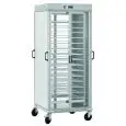 CARRELLO PORTAPIATTI RISCALDATO A RESISTENZA - MOD. CG AC - Struttura portante in acciaio plastificato - Telaio in alluminio anodizzato - Termostato regolabile 0°/+60° C - Portata N. 10 griglie GN 2/1 - Dim. cm L 75 x P 78 x h 177