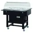 CARRELLO REFRIGERATO - MOD. CLR2788 - Struttura in legno multistrato di betulla - Refrigerazione statica - Temperatura +2°/+10°C (con coperchi posizionati) - Cupola in plexiglass - Capacità n° 3 GN 1/1 h15 cm - Alimentazione 230V/1/50Hz - Dim. cm L 111 x 