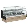 BANCO ALIMENTARE NEUTRO (SENZA GRUPPO E SENZA EVAPORATORE) - IDEALE PER L'ESPOSIZIONE DI PRODOTTI DI PASTICCERIA - MOD. COLORADO_NE - PIANO DI LAVORO IN ACCIAIO - PIANO ESPOSITIVO IN ACCIAIO INOX AISI 304 DOTATO DI CASSETTI - VETRO FRONTALE CURVO APRIBILE