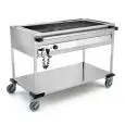 CARRELLO TERMICO BAGNOMARIA - MOD. COMPASS F - STRUTTURA IN ACCIAIO INOX - ADATTO PER CONTENITORI GN 1/1 fino H cm 20 - PANNELLO COMANDI LATO OPERATORE - ALIMENTAZIONE MONOFASE 230V/1/50Hz - NORMA CE