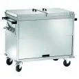 CARRELLO TERMICO BAGNOMARIA - MOD. TD 2 - Struttura in acciaio inox - Vasca a doppia parete con rubinetto - Termostato regolabile +30°/+90° C - Alimentazione 230V/1/50-60Hz