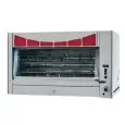 GIRARROSTO PLANETARIO A GAS - MOD. DELTA72P - CAPACITA' N. 72 POLLI - N. 8+4 aste da cm 91 - Potenza termica: 26,5 Kw - Consumo: 2,07 Kg/h GAS GPL - Dimensioni: cm L 125 x P 83 x 85 h - Norma CE